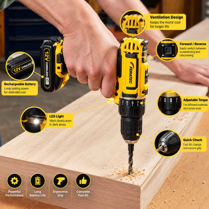 Cordless Rechargeable Drill Machine – 36-Piece Tool Kit